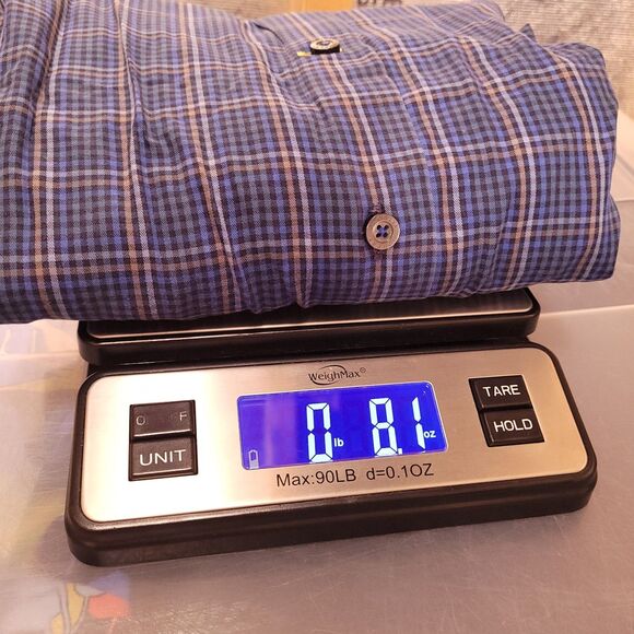 Robert Talbott Shirt Mens Medium Plaid Blue Cotton Tailored - Picture 12 of 12